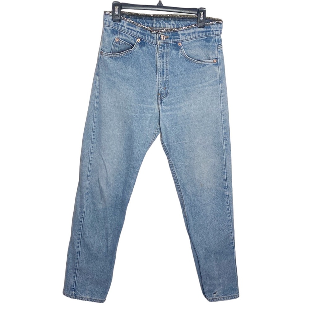 Levi’s orange tab Spyle rigid denim mom jeans crystal embellished vintag jeans